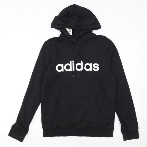 Adidas Women's Black Pullover Hoodie Small UK 8-10 Logo Front