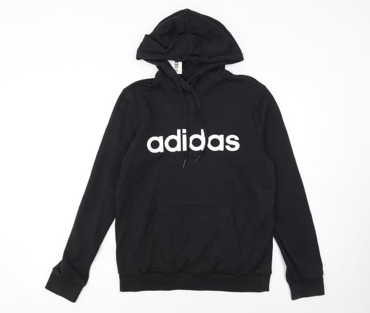 Adidas Women's Black Pullover Hoodie Small UK 8-10 Logo Front