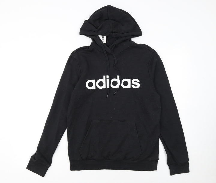 Adidas Women's Black Pullover Hoodie Small UK 8-10 Logo Front