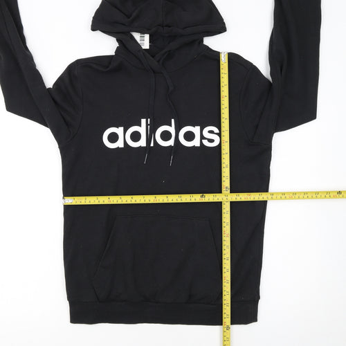 Adidas Women's Black Pullover Hoodie Small UK 8-10 Logo Front