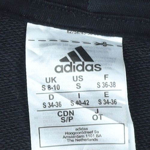 Adidas Women's Black Pullover Hoodie Small UK 8-10 Logo Front