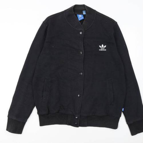 Adidas Womens Black Size 16 Varsity Jacket Cotton Blend