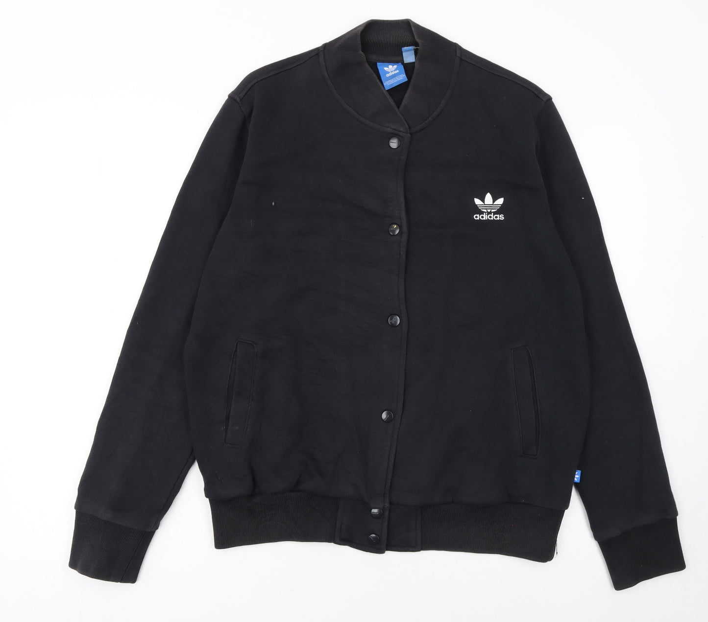 Adidas Womens Black Size 16 Varsity Jacket Cotton Blend