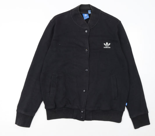 Adidas Womens Black Size 16 Varsity Jacket Cotton Blend