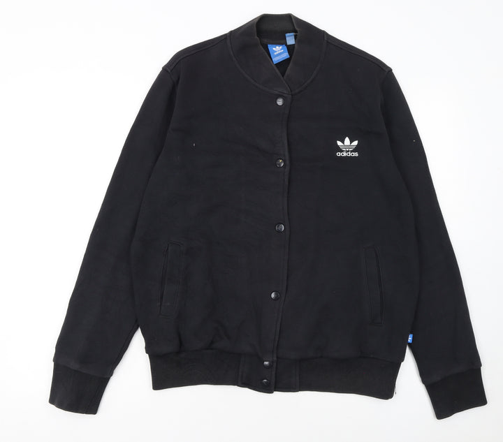 Adidas Womens Black Size 16 Varsity Jacket Cotton Blend
