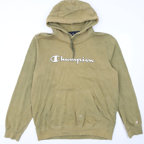 Champion Men's Green XL Pullover Hoodie with Logo Print