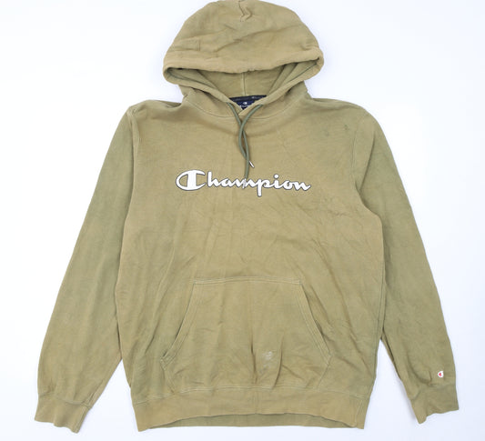 Champion Men's Green XL Pullover Hoodie with Logo Print