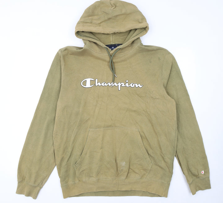 Champion Men's Green XL Pullover Hoodie with Logo Print