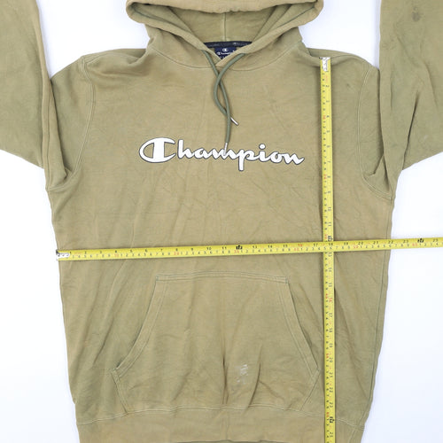 Champion Men's Green XL Pullover Hoodie with Logo Print
