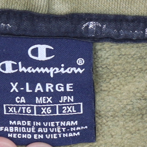 Champion Men's Green XL Pullover Hoodie with Logo Print