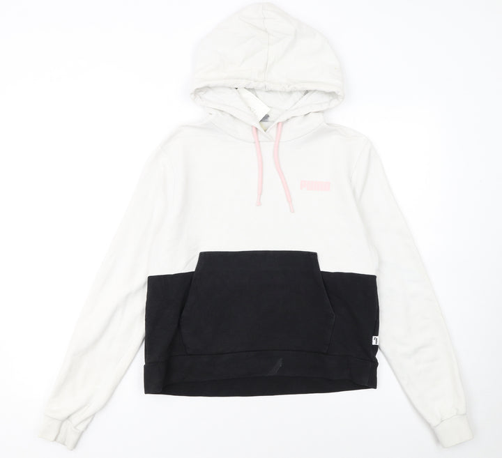 Puma Women’s White & Black Colourblock Hoodie Size S