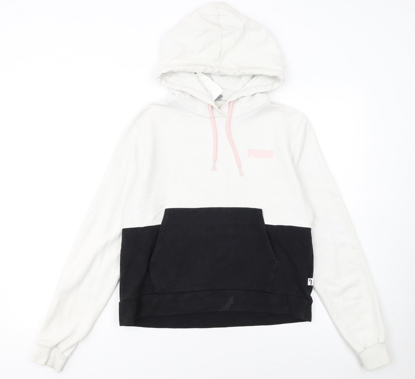 Puma Women’s White & Black Colourblock Hoodie Size S