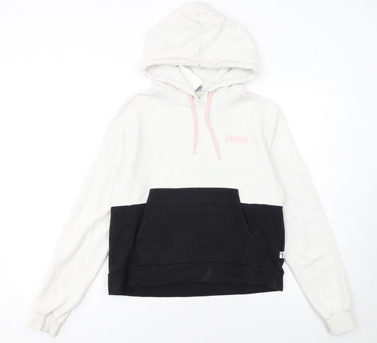Puma Women’s White & Black Colourblock Hoodie Size S
