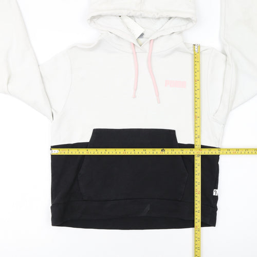 Puma Women’s White & Black Colourblock Hoodie Size S