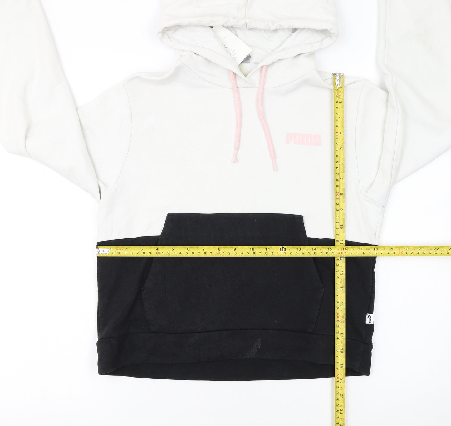 Puma Women’s White & Black Colourblock Hoodie Size S