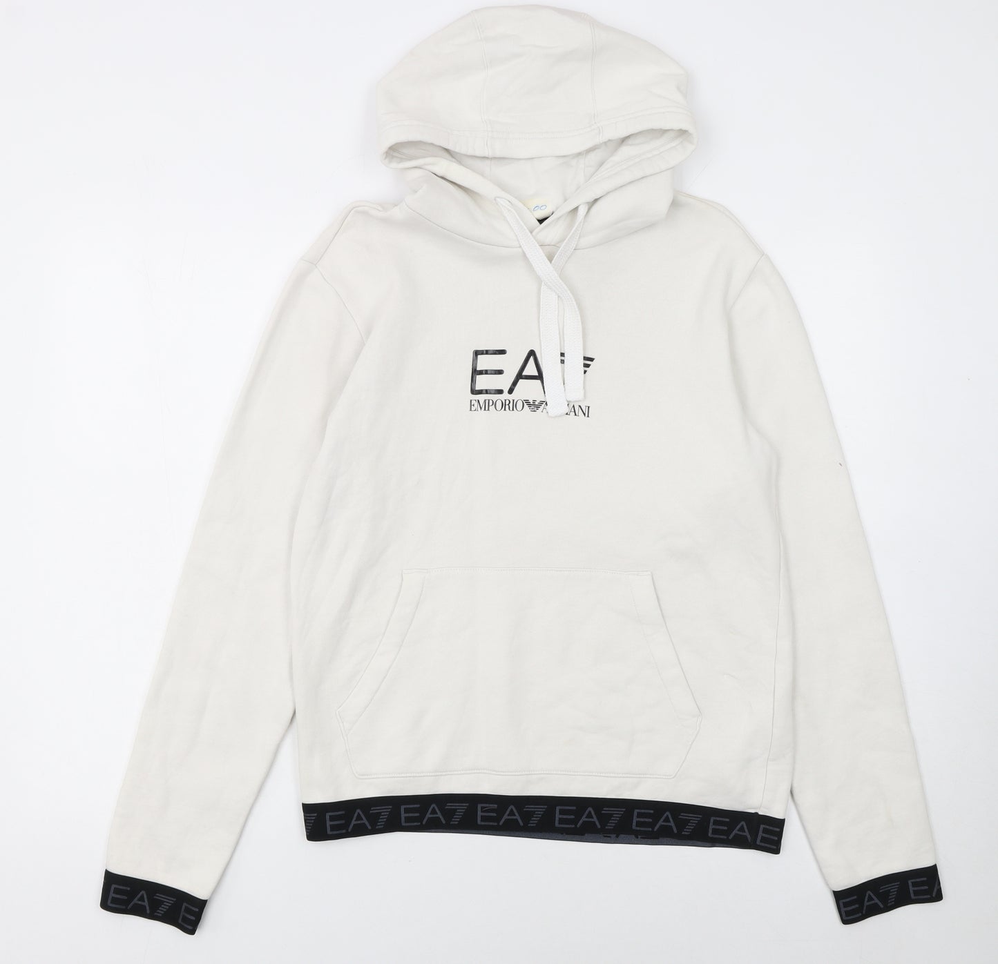 Emporio Armani EA7 Women's White Pullover Hoodie Size S Cotton Blend