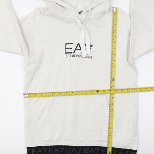 Emporio Armani EA7 Women's White Pullover Hoodie Size S Cotton Blend