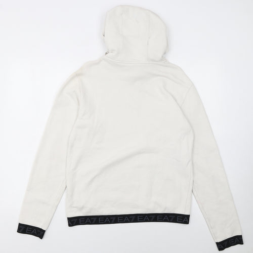Emporio Armani EA7 Women's White Pullover Hoodie Size S Cotton Blend