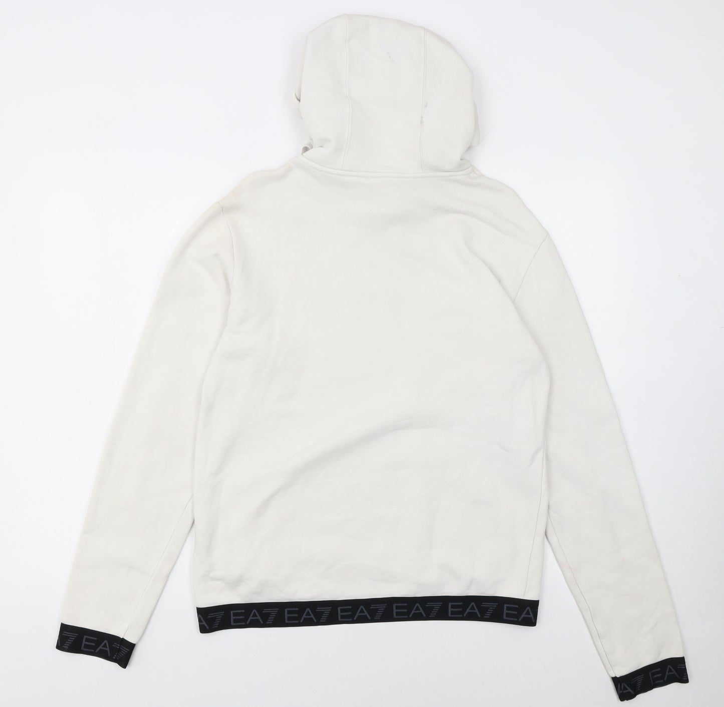 Emporio Armani EA7 Women's White Pullover Hoodie Size S Cotton Blend