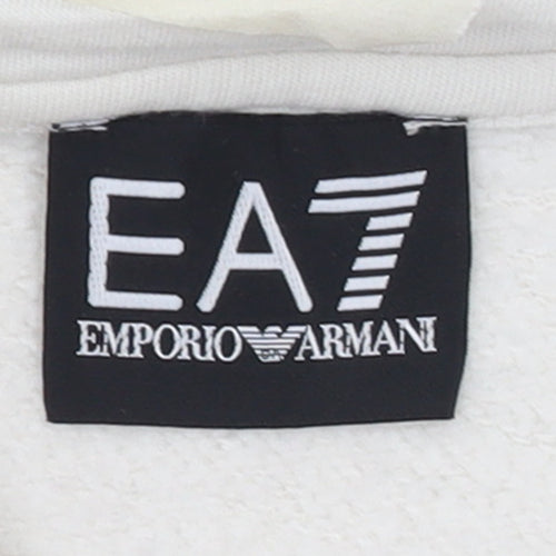 Emporio Armani EA7 Women's White Pullover Hoodie Size S Cotton Blend