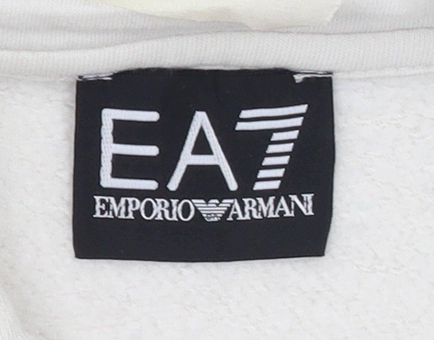 Emporio Armani EA7 Women's White Pullover Hoodie Size S Cotton Blend
