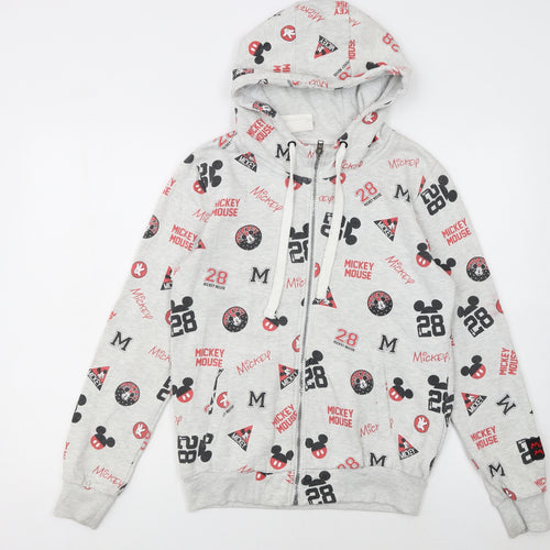 Disney CROPP Women's Grey Mickey Mouse Full Zip Hoodie Size S