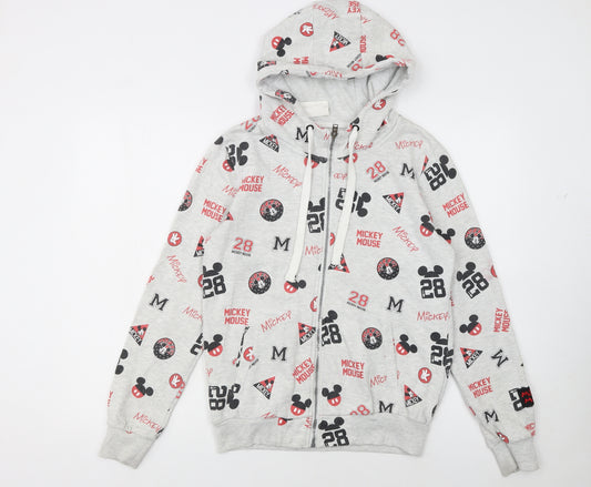 Disney CROPP Women's Grey Mickey Mouse Full Zip Hoodie Size S