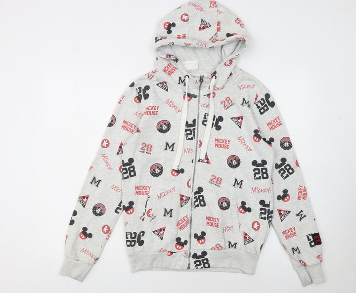Disney CROPP Women's Grey Mickey Mouse Full Zip Hoodie Size S