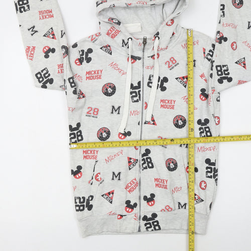 Disney CROPP Women's Grey Mickey Mouse Full Zip Hoodie Size S
