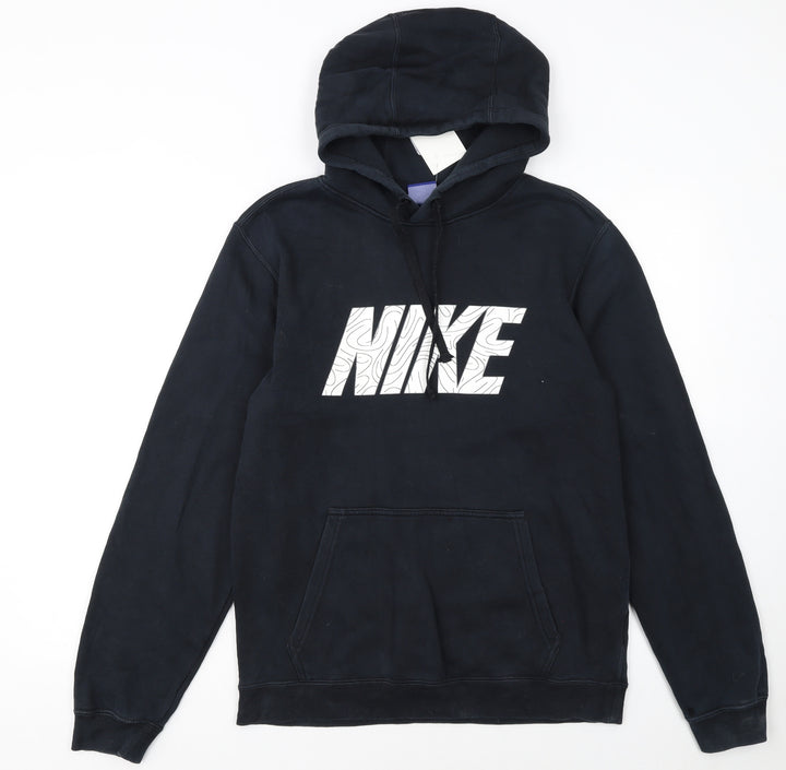 Nike Women's Black Small Pullover Hoodie with Logo Print