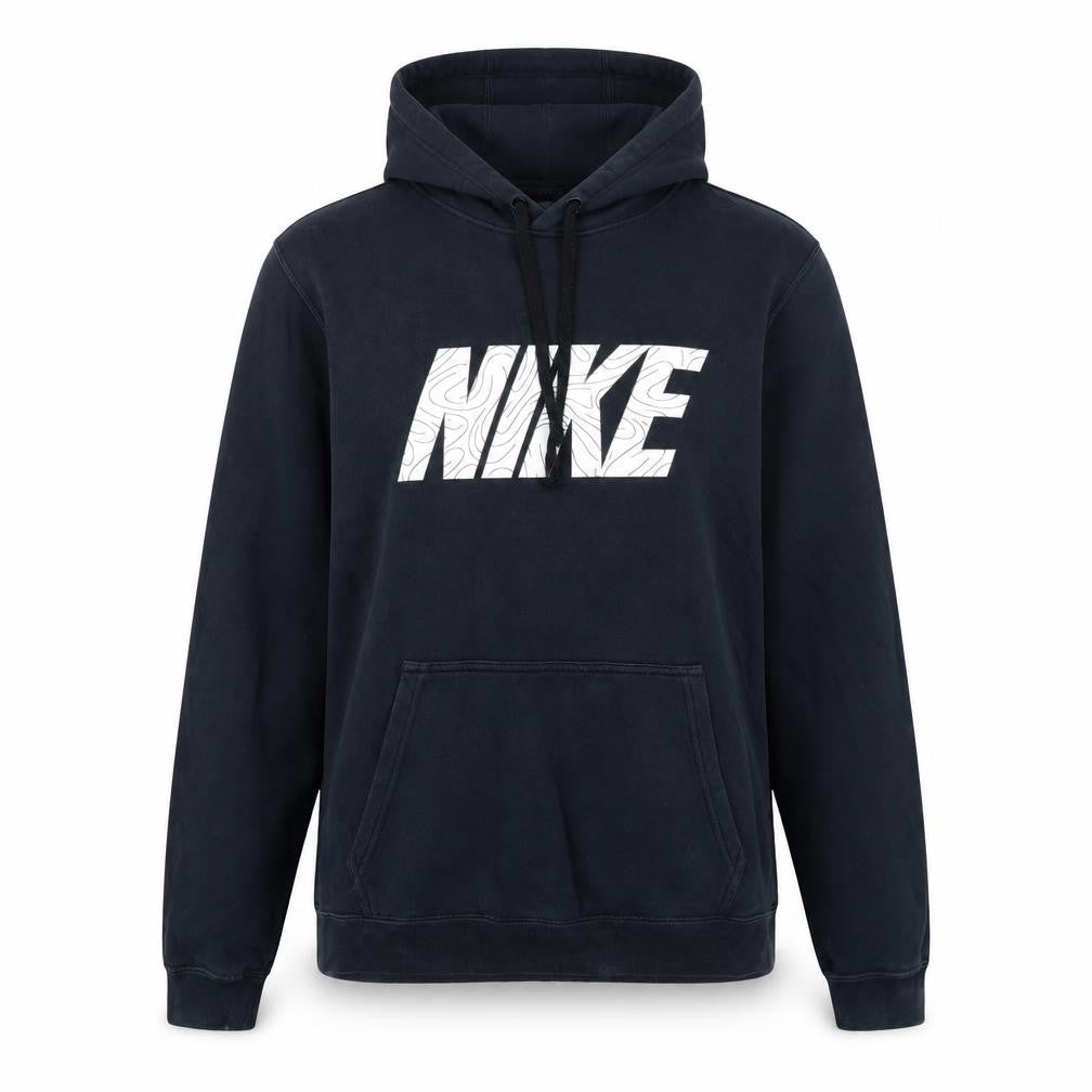 Front view of Nike Women's Black Small Pullover Hoodie with Logo Print