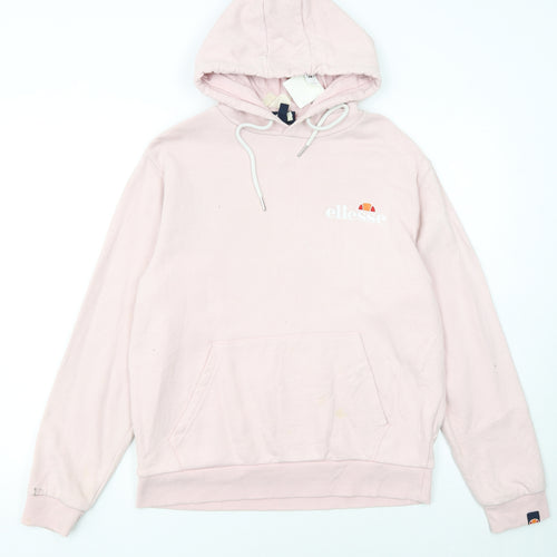 Ellesse Womens Pink Pullover Hoodie UK 14 Cotton Blend Casual