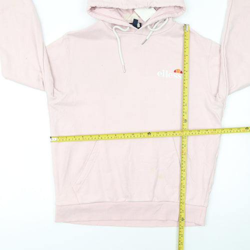 Ellesse Womens Pink Pullover Hoodie UK 14 Cotton Blend Casual