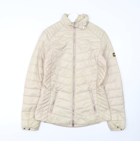 Barbour International Womens Beige Quilted Puffer Jacket UK 8