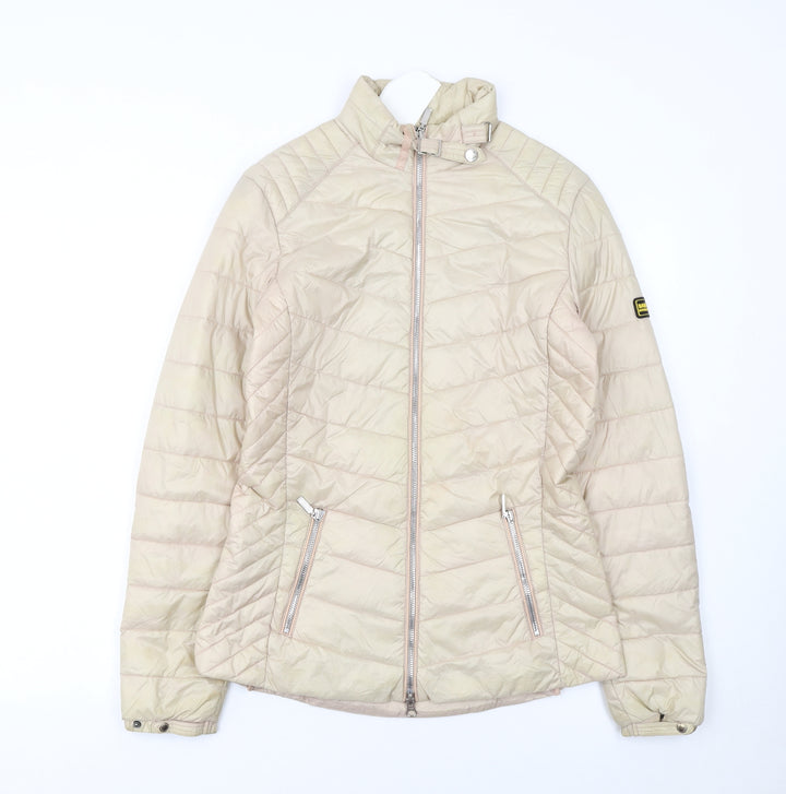 Barbour International Womens Beige Quilted Puffer Jacket UK 8