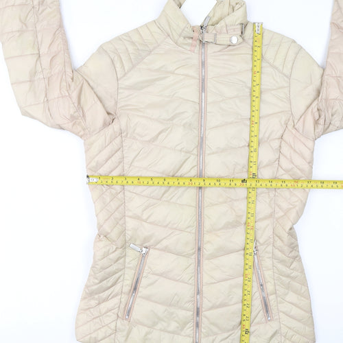 Barbour International Womens Beige Quilted Puffer Jacket UK 8
