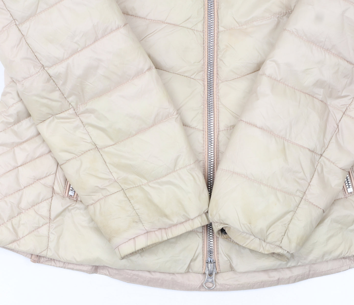 Barbour International Womens Beige Quilted Puffer Jacket UK 8