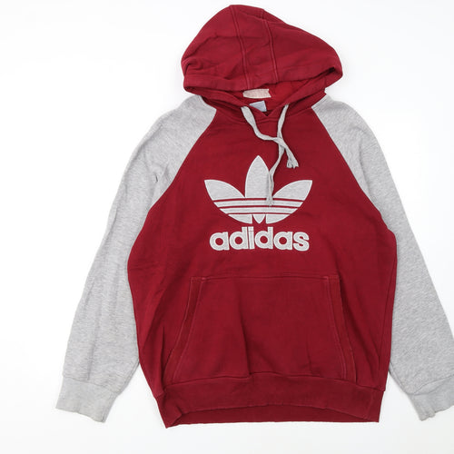 Adidas Men’s Red Grey 2XL Pullover Hoodie with Logo Graphic