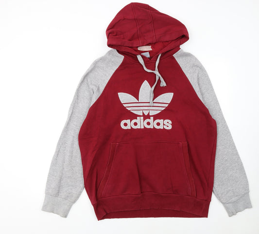 Adidas Men’s Red Grey 2XL Pullover Hoodie with Logo Graphic