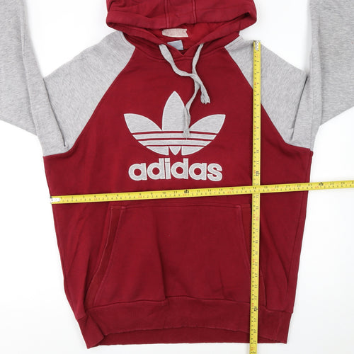 Adidas Men’s Red Grey 2XL Pullover Hoodie with Logo Graphic