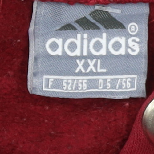 Adidas Men’s Red Grey 2XL Pullover Hoodie with Logo Graphic