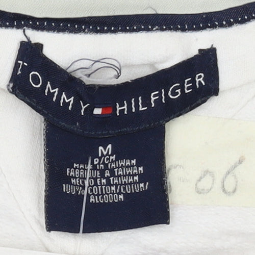 Tommy Hilfiger Women Ivory & Brown Cotton Crew Neck Pullover Sweatshirt M