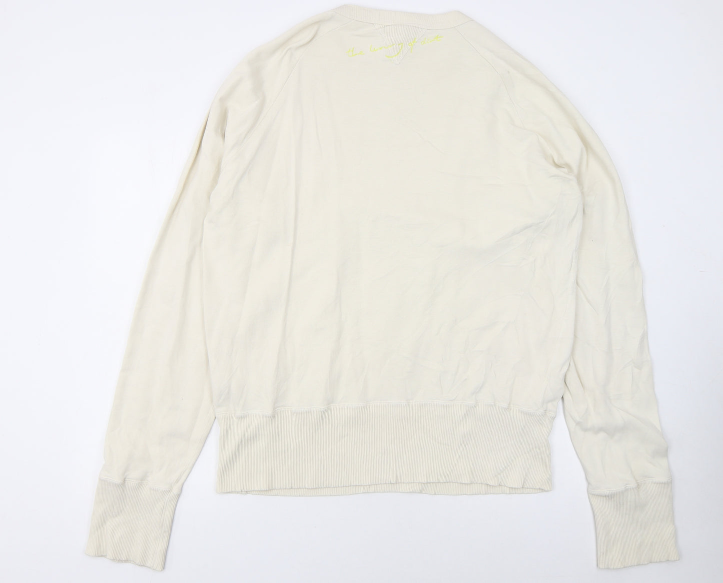 Diesel Women Beige Graphic Crew Neck Sweatshirt XXL Cotton