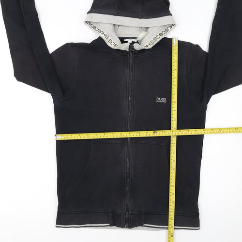 Hugo Boss Womens Black Full Zip Hoodie Size 14 Logo Hooded Sweatshirt