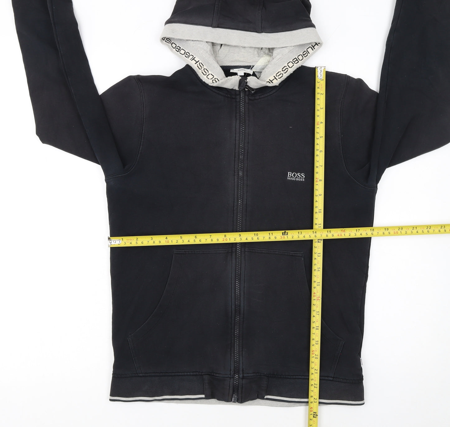 Hugo Boss Womens Black Full Zip Hoodie Size 14 Logo Hooded Sweatshirt
