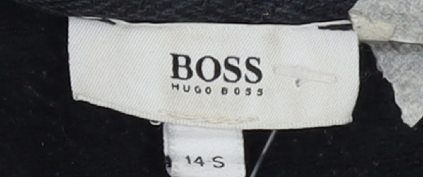 Hugo Boss Womens Black Full Zip Hoodie Size 14 Logo Hooded Sweatshirt