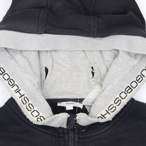 Hugo Boss Womens Black Full Zip Hoodie Size 14 Logo Hooded Sweatshirt