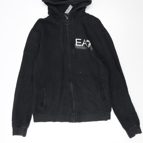 Emporio Armani Men’s Black Full Zip Hoodie XL Logo Designer Sweatshirt