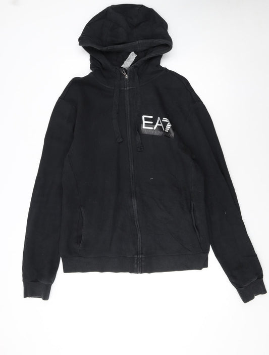 Emporio Armani Men’s Black Full Zip Hoodie XL Logo Designer Sweatshirt