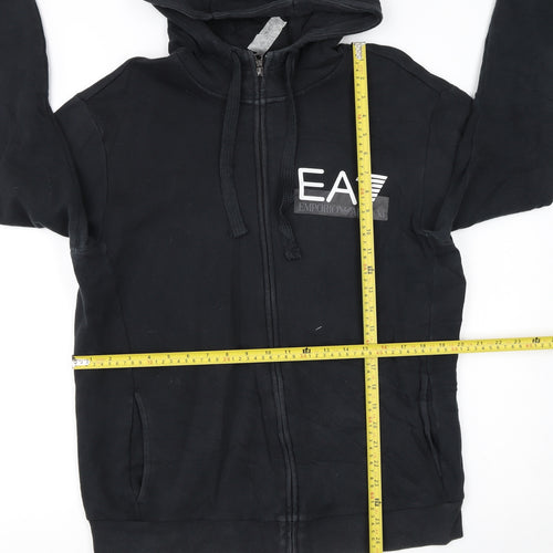 Emporio Armani Men’s Black Full Zip Hoodie XL Logo Designer Sweatshirt